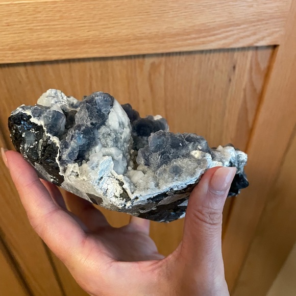 HUGE Blue fluorite on milky quartz cluster formation from Inner Mongolia, China - Picture 6 of 11